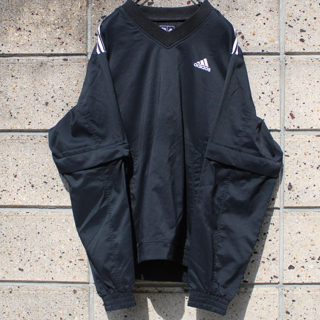 00's adidas GOLF ロゴ刺繍3ライン 袖着脱可 古着プルジャケット