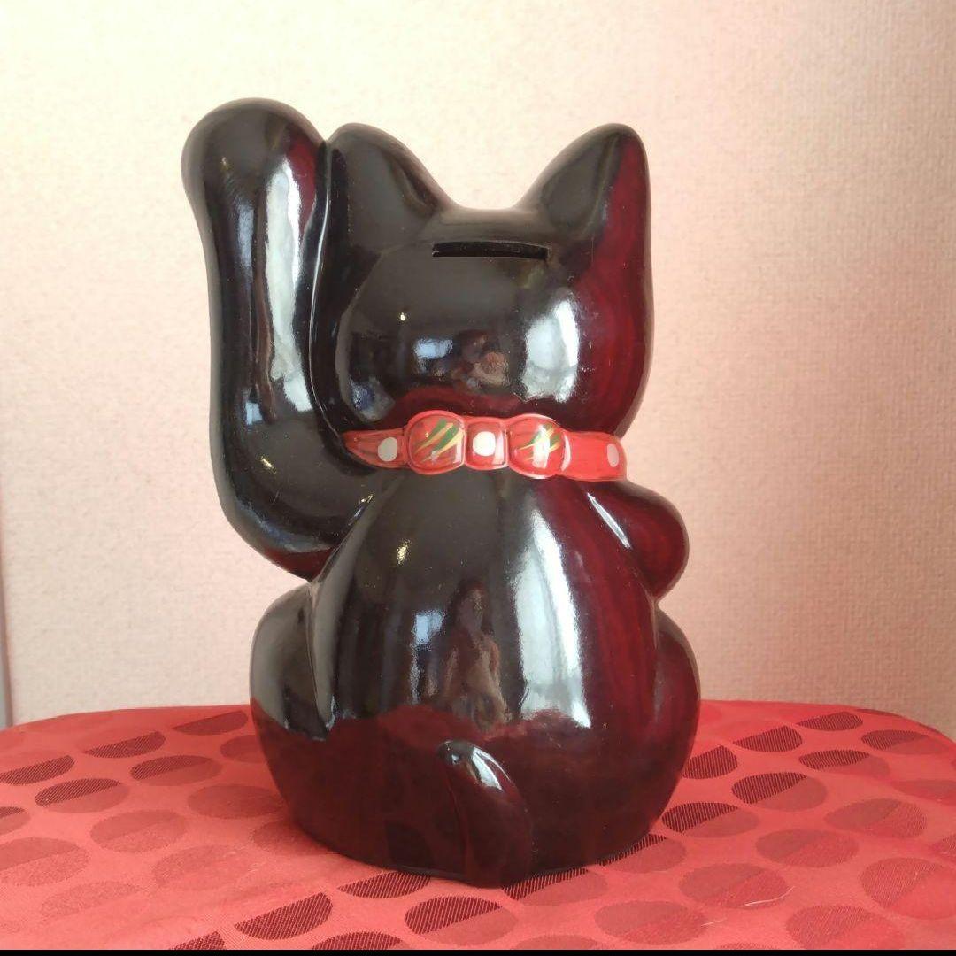 1/6迄新春特別値引✨厄病消除招き猫》黒猫左手上げ7号手長・製作終了希少品