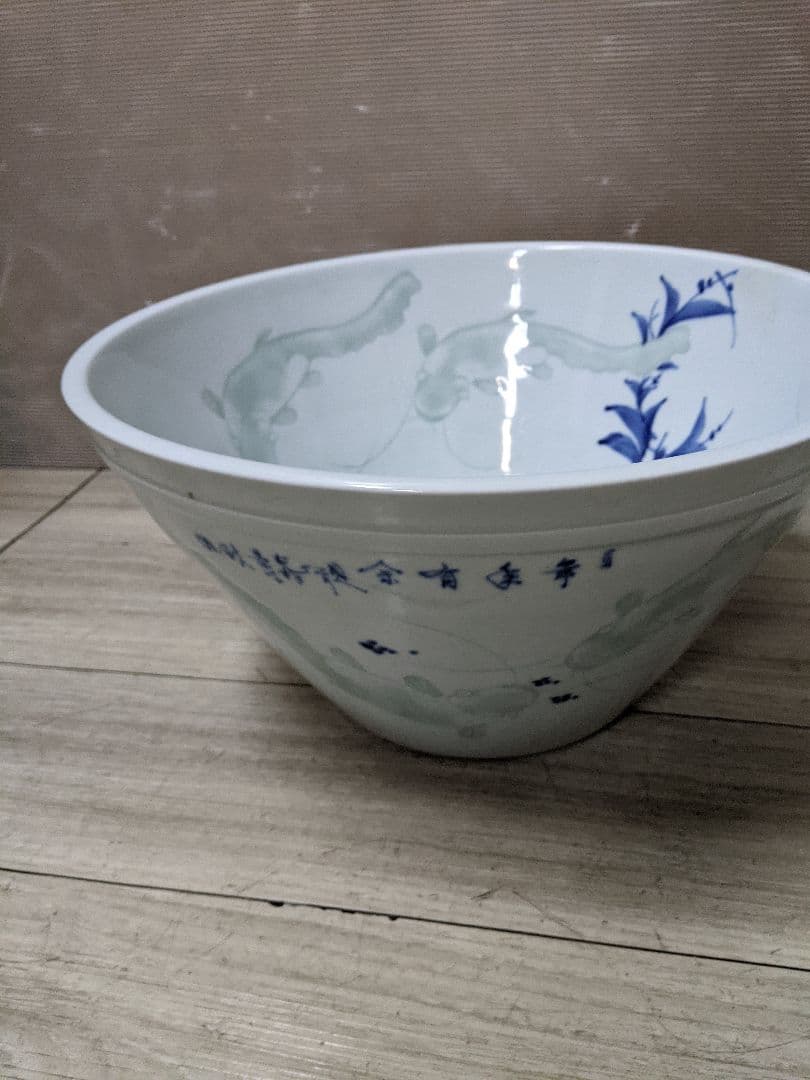 レトロ 時代物　火鉢　金魚鉢　睡蓮鉢 染付