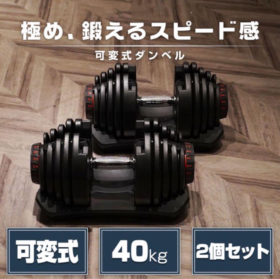 ダンベル 可変式 40kg 2個セット グレー 多機能アジャスタブル