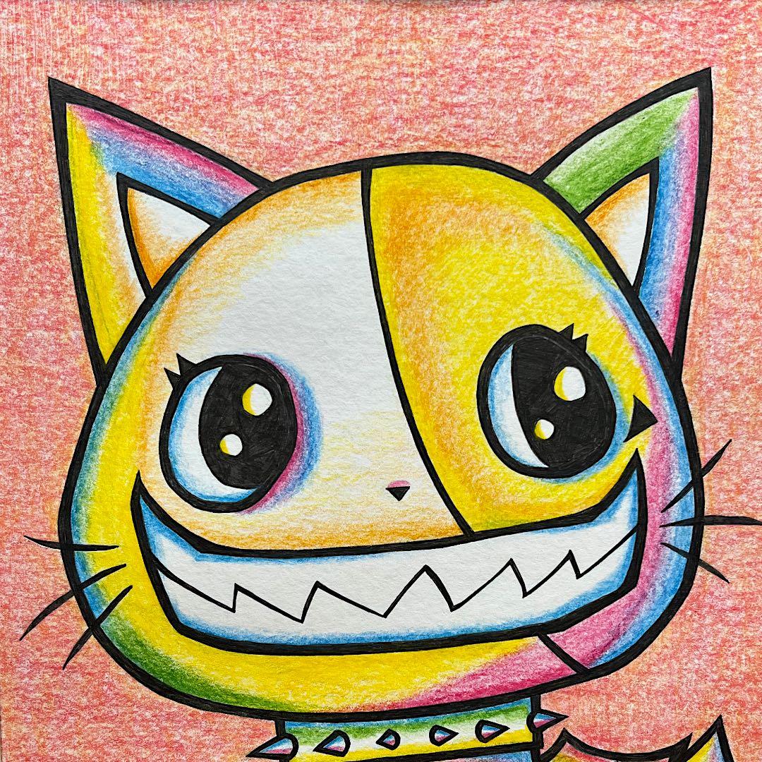 『魔法のひととき』｜動物画 原画 絵 手描き 癒し 猫 くまさん 一点物 額縁付