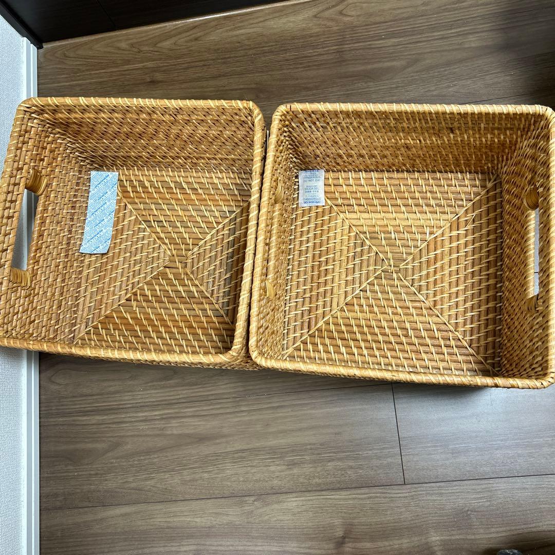 無印良品 MUJI ✨角型バスケット•大 重なるラタン35 x 36 x 24