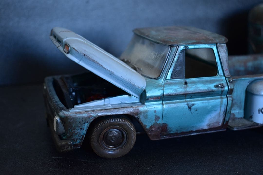 ]1/18 サンスター シボレー C10 トラック トレーラー 曲げ加工 サビ