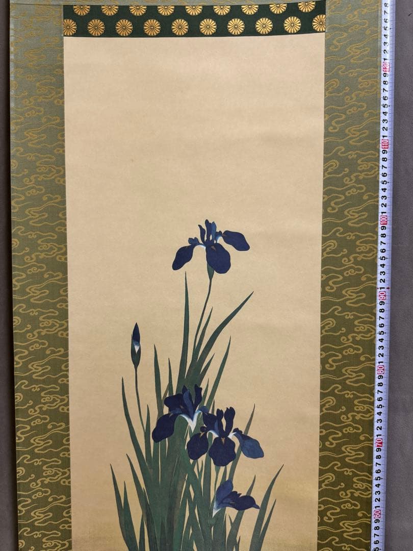 酒井抱一『十二か月花鳥図』五月『燕子花に鷭図』掛軸 復刻版 手彩色