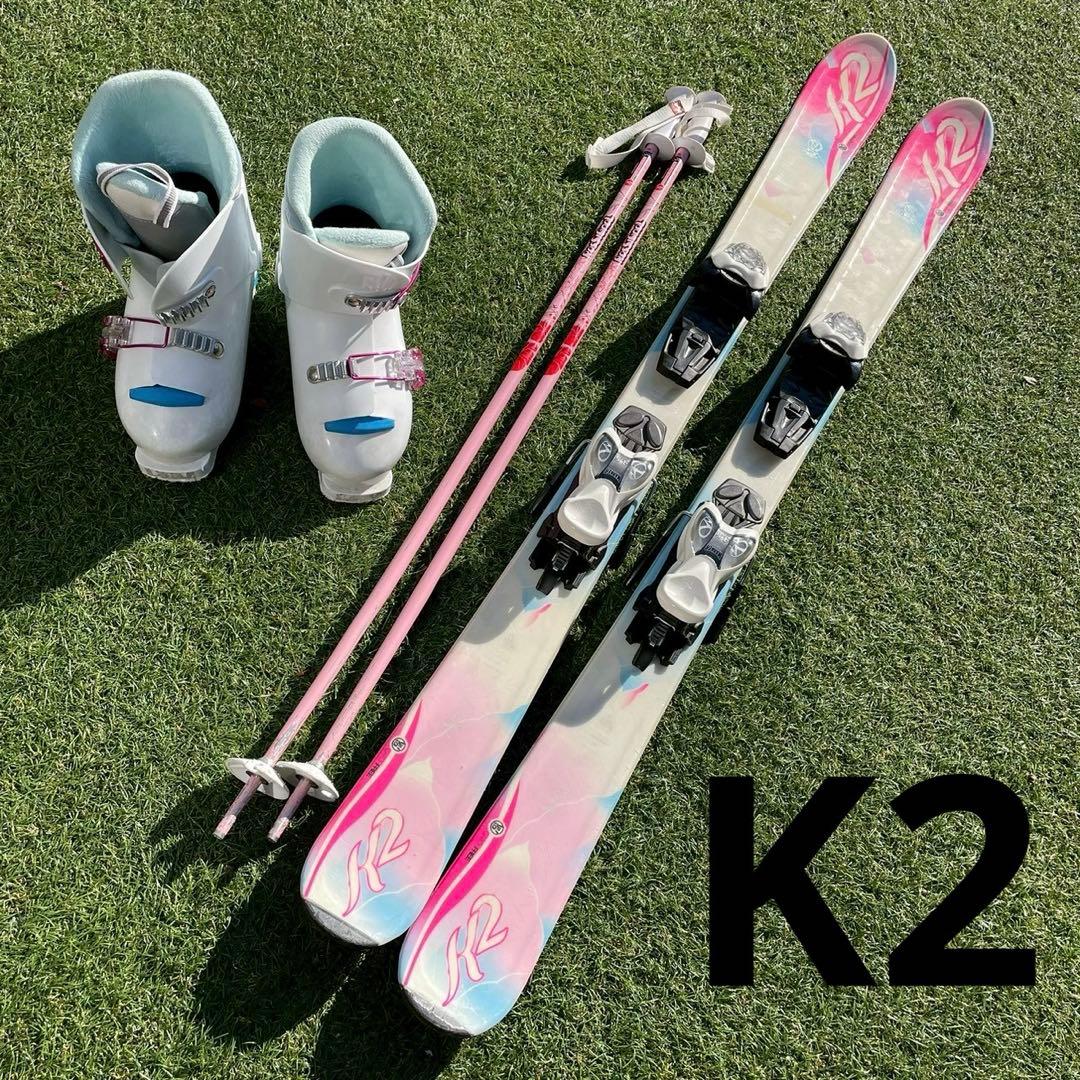スキー　子ども　ジュニア　3点セット　スキー板　ブーツ　ストック　k2