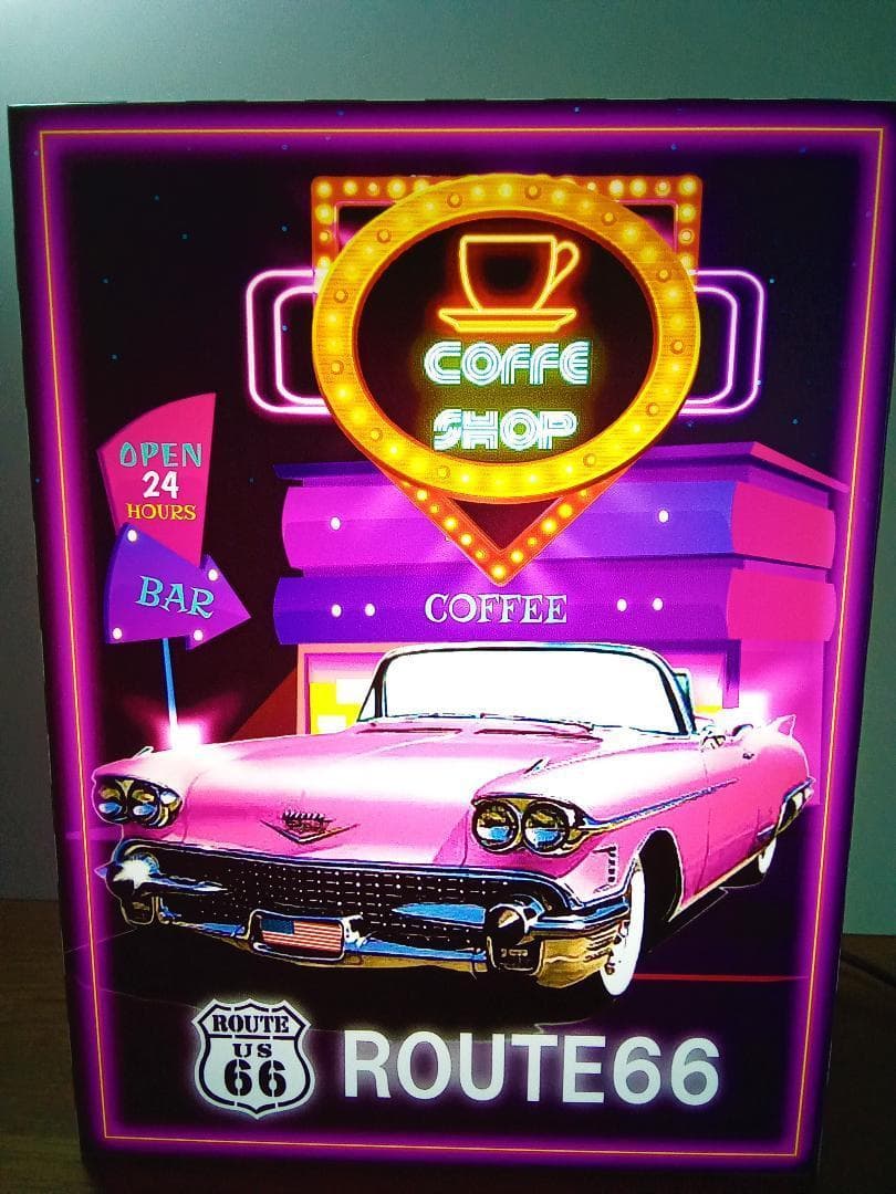 アメリカン アメ車 ルート66 コーヒー カフェ サイン 置物 LED電光看板