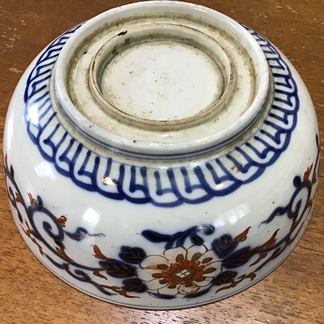 古伊万里　深鉢　　江戸期　　色絵　金彩　二重高台