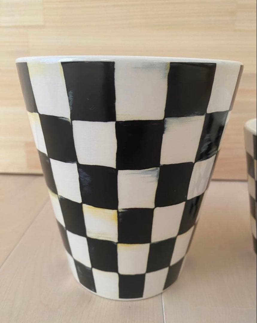 Mackenzie マッケンジーチャイルズ コートリーチェックゴミ箱 鉢入れ2点
