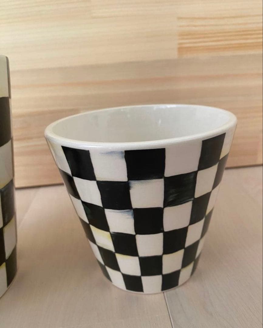 Mackenzie マッケンジーチャイルズ コートリーチェックゴミ箱 鉢入れ2点