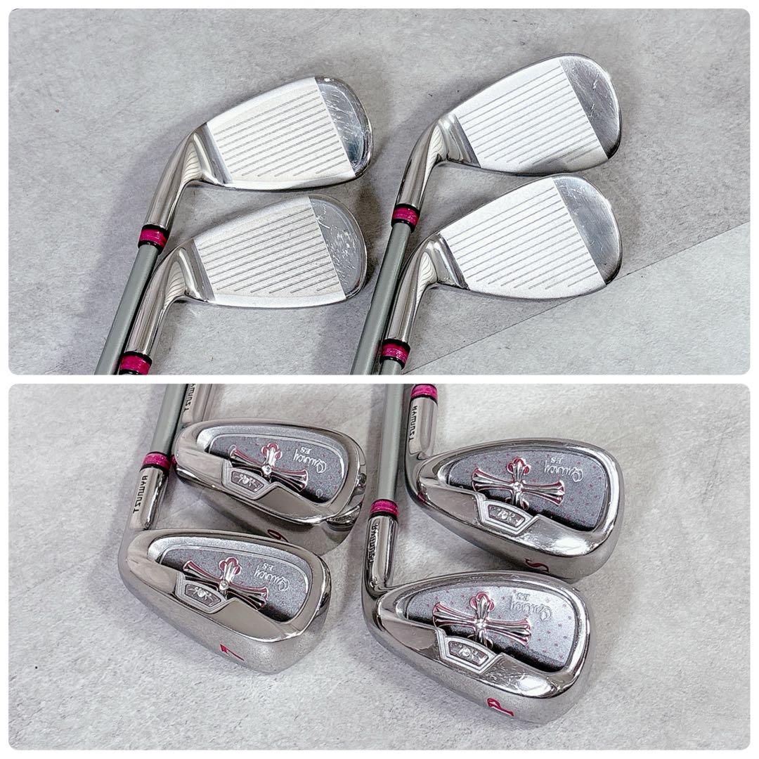 T501 ツルヤ 他 ゴルフクラブ レディース セット 白 ピンク XXIO L