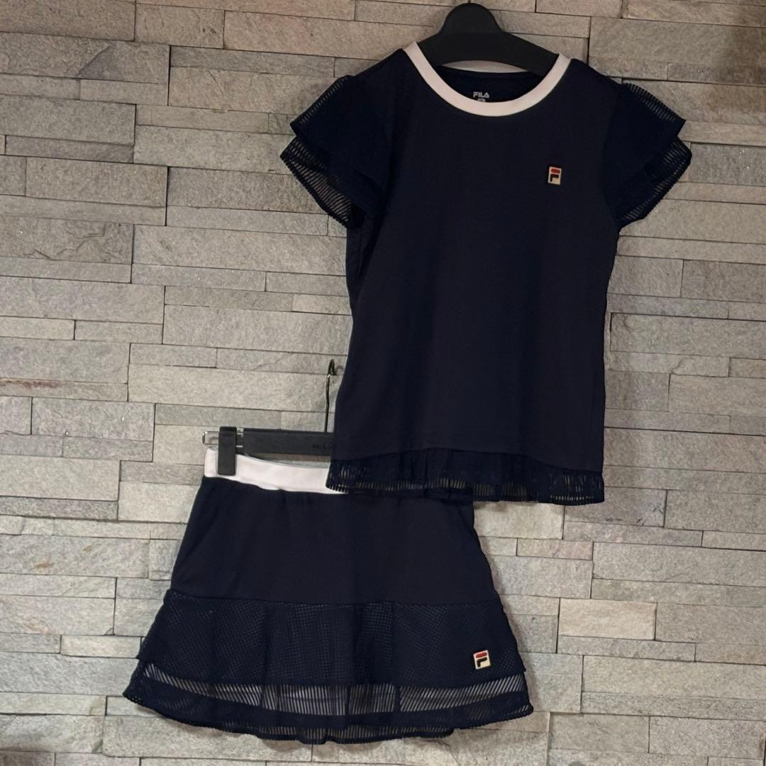 FILA テニス　ネイビー フリル セットアップ　M
