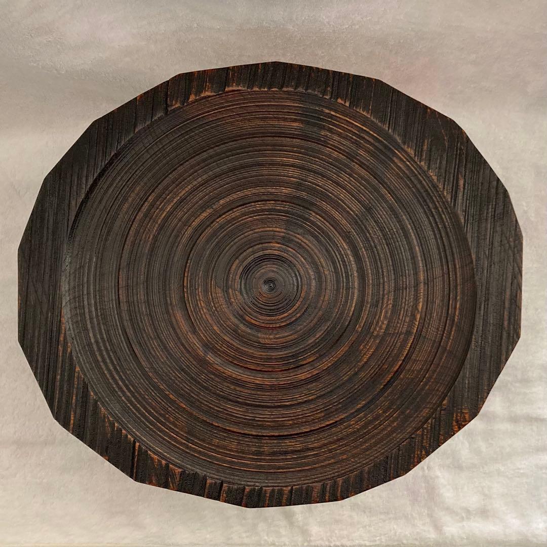 【美品】花台 木製　漆塗り　手彫り　工芸品　ミニ座卓