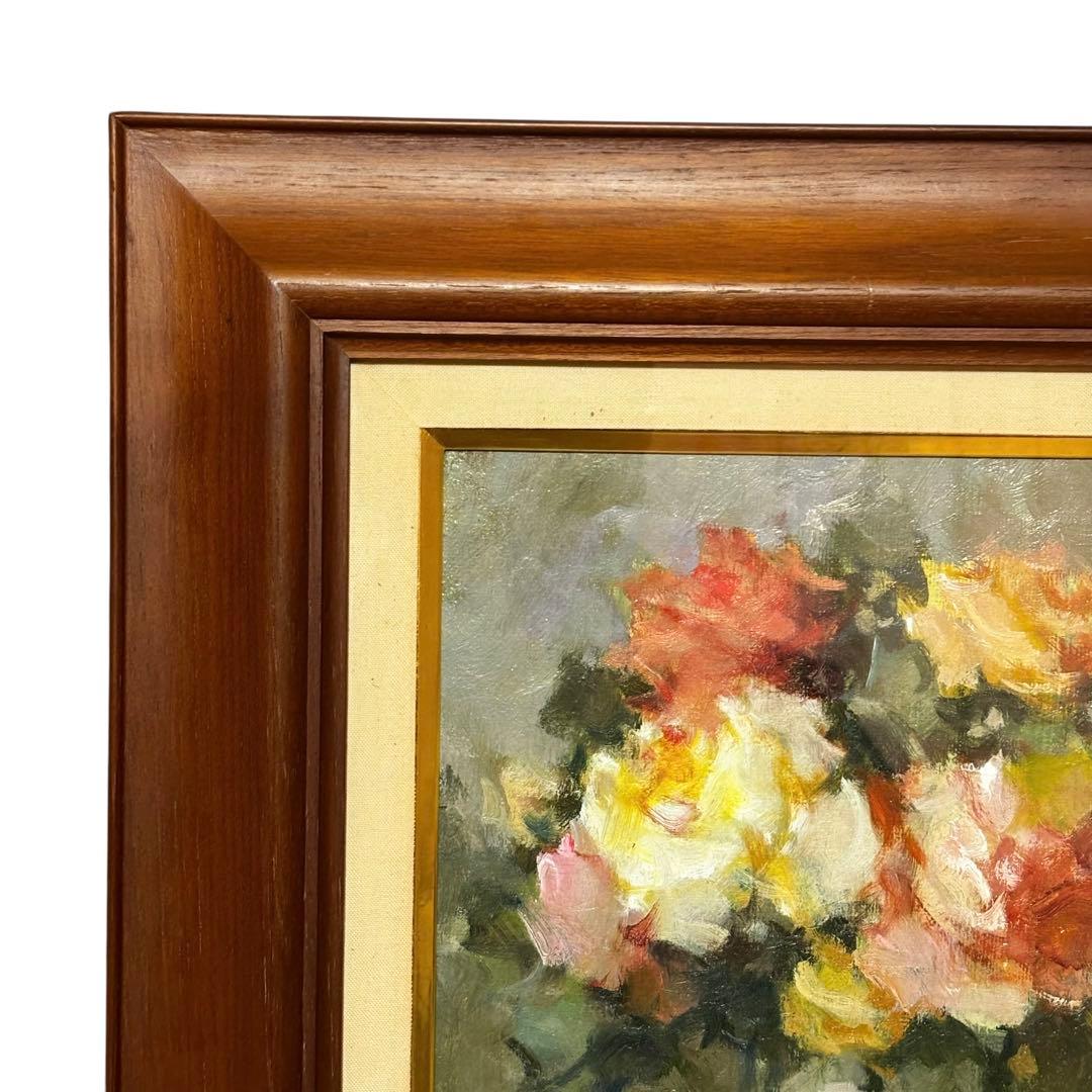 山崎翠祥　薔薇　1984 絵画　油彩　額装　裏書あり