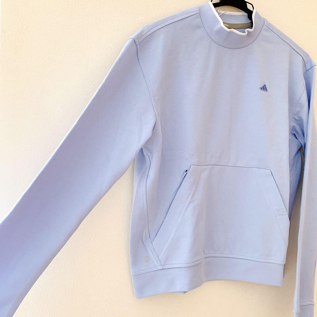 adidas golf モックネック スウェットS水色長袖 アディダスゴルフ新品