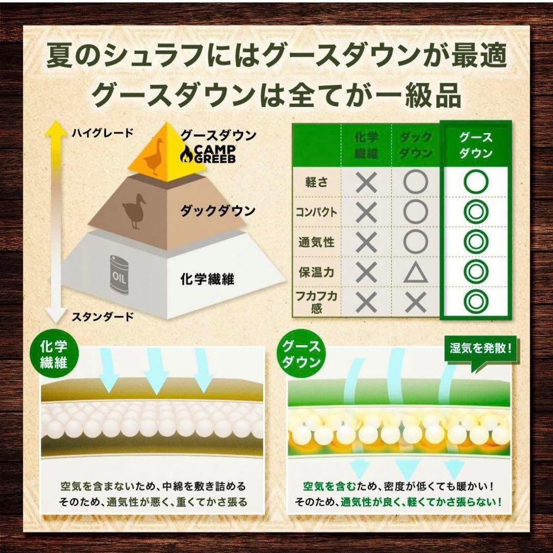 【新品】キャンプグリーブ シュラフ 春夏秋 寝袋 ダウン マミー型 グースダウン