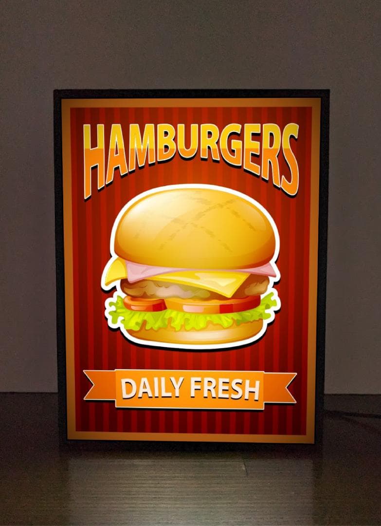 ハンバーガー ホットドック レトロ 看板 置物 アメリカン雑貨 ライトBOX