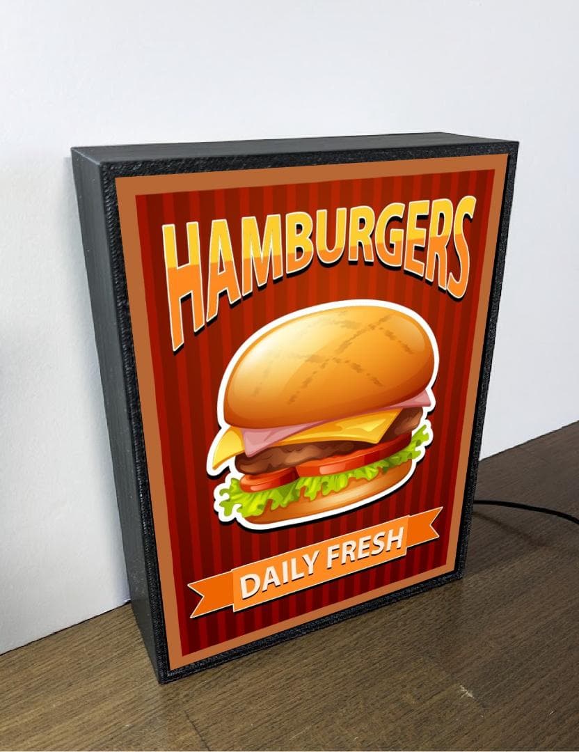 ハンバーガー ホットドック レトロ 看板 置物 アメリカン雑貨 ライトBOX