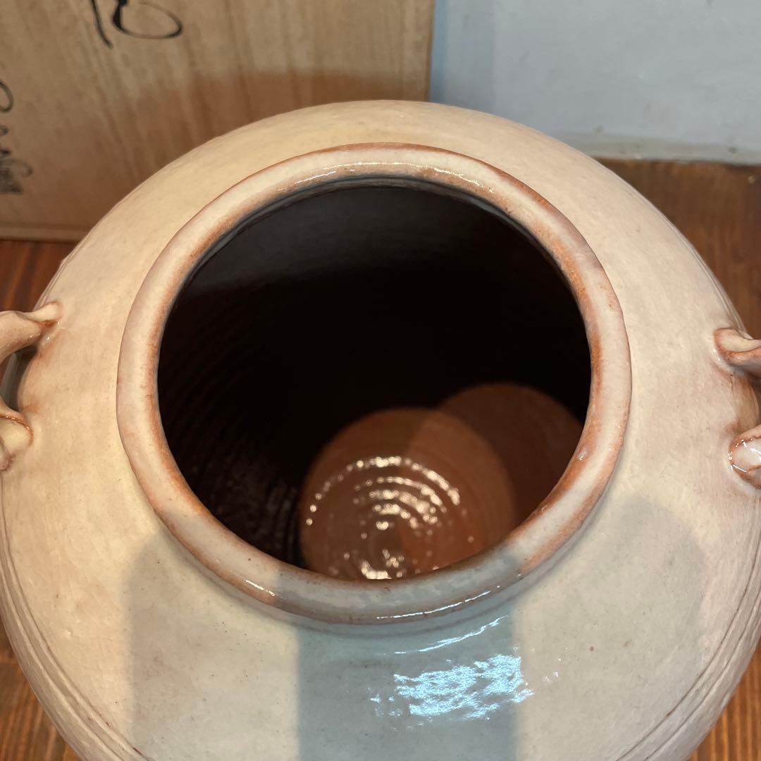 美品　陶芸　萩焼　大和萬山窯　花瓶　焼物　共箱付き　陶器　フラワーベース　優しい