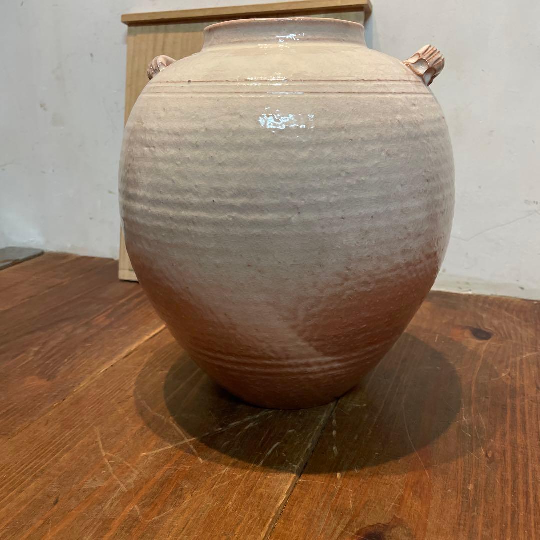 美品　陶芸　萩焼　大和萬山窯　花瓶　焼物　共箱付き　陶器　フラワーベース　優しい
