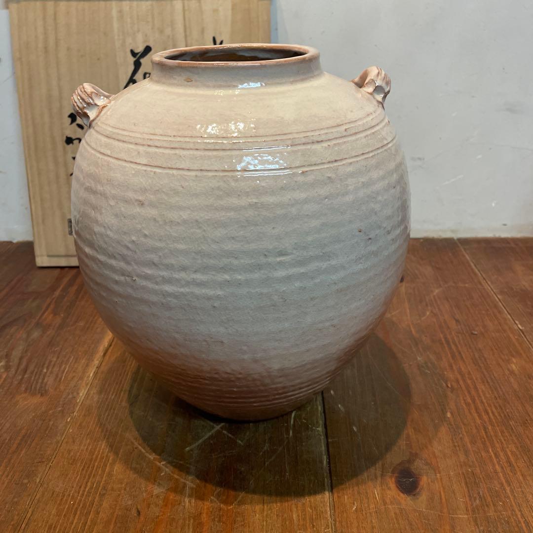 美品　陶芸　萩焼　大和萬山窯　花瓶　焼物　共箱付き　陶器　フラワーベース　優しい