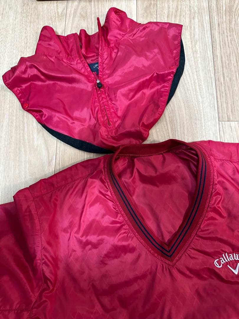 Callaway レッド ナイロンジャケット　アーガイル　4WAY 美品　ゴルフ