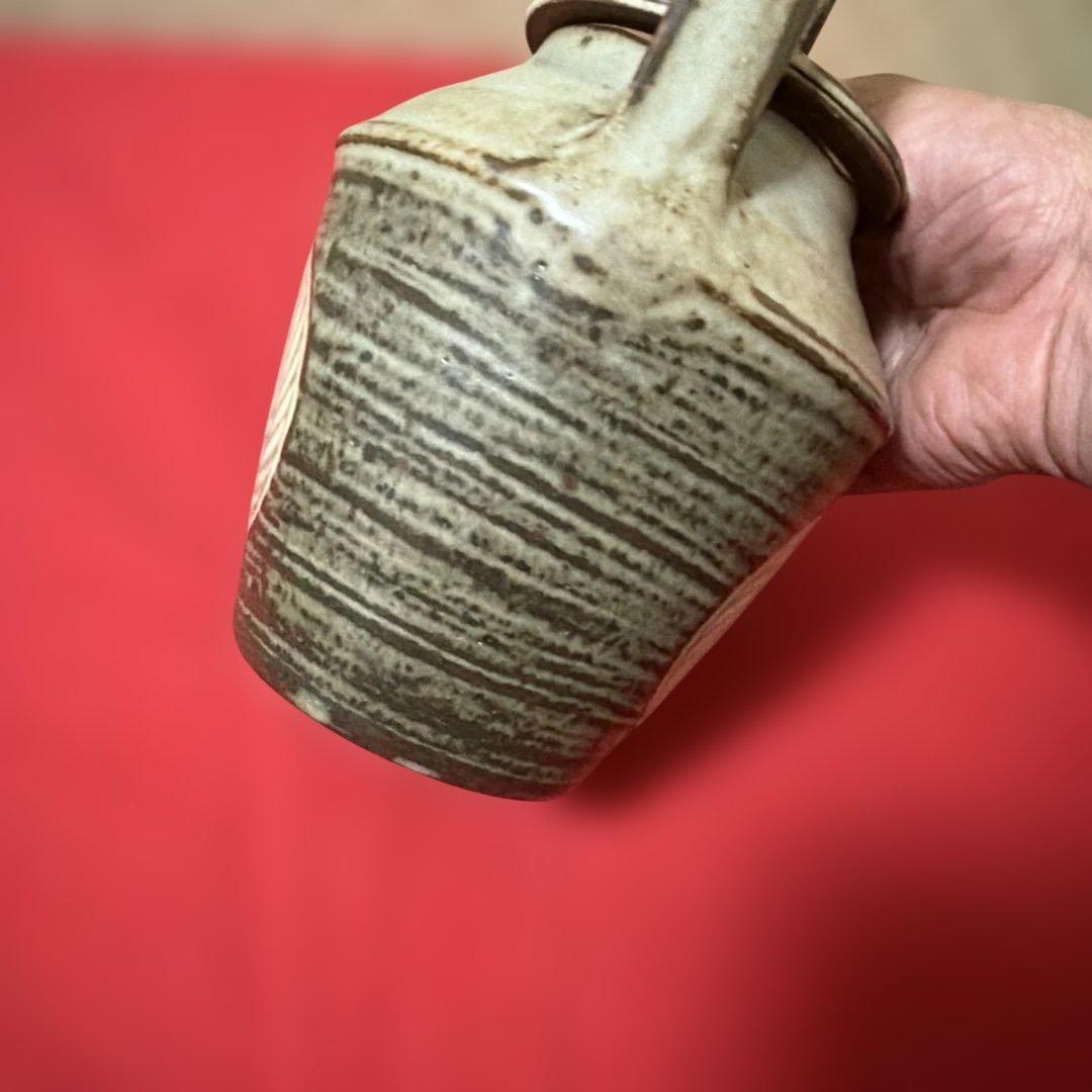 益子焼の土瓶　縄文象嵌