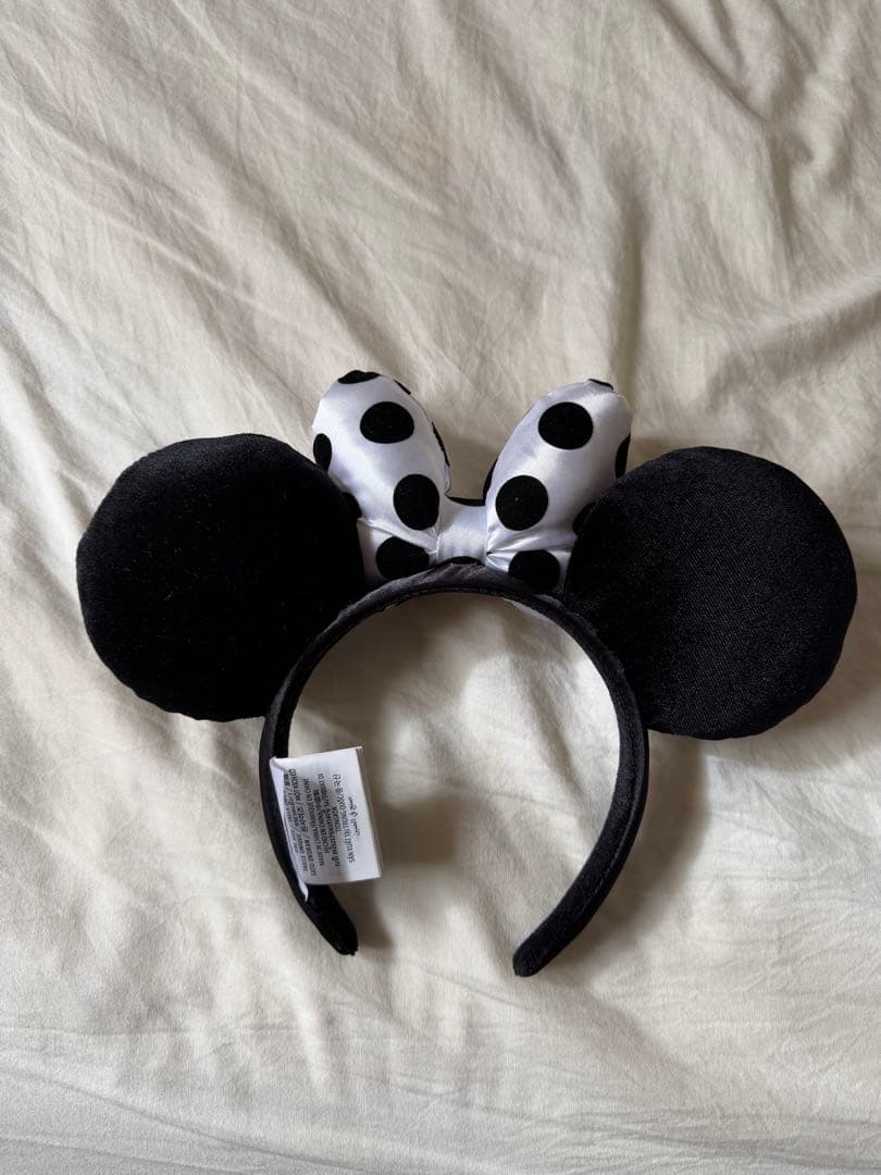 カルフォルニア ディズニー 白 黒ミニー カチューシャ ドット柄 水玉