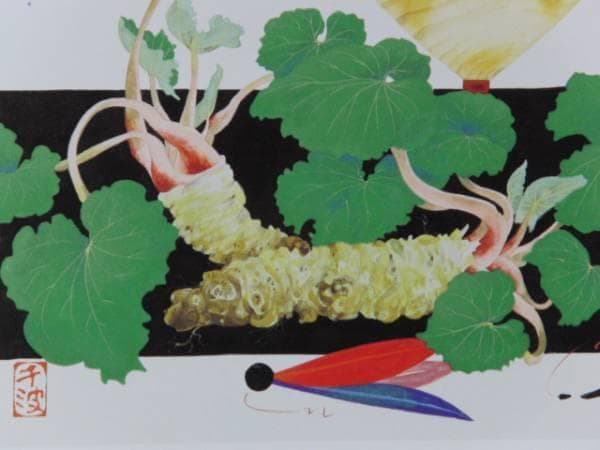 中島千波、わさびとはね・駒、きょうの料理、希少画集画、 新品高級額付