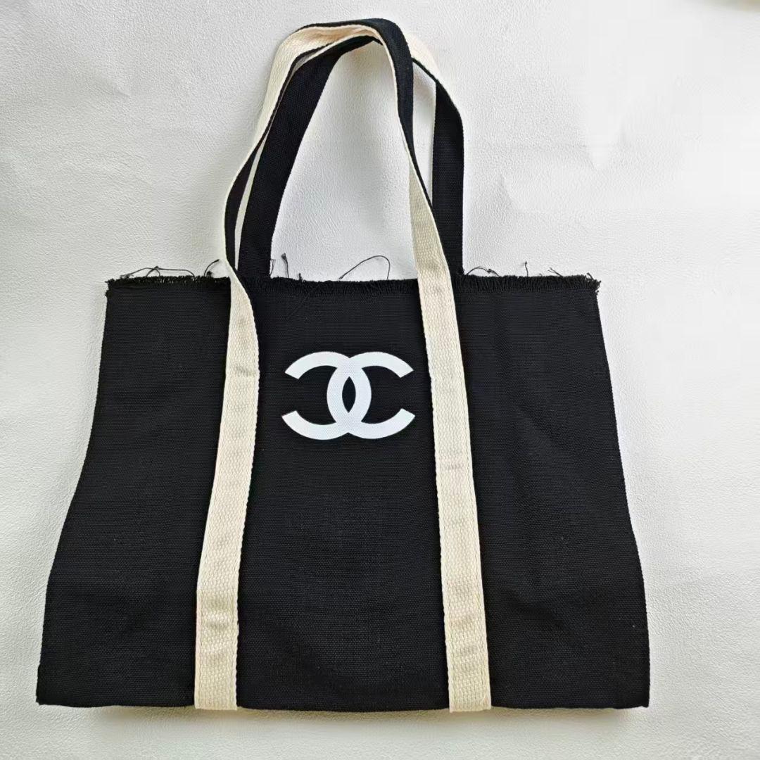CHANEL ノベルティ ブラック キャンバス トートバッグ k1s
