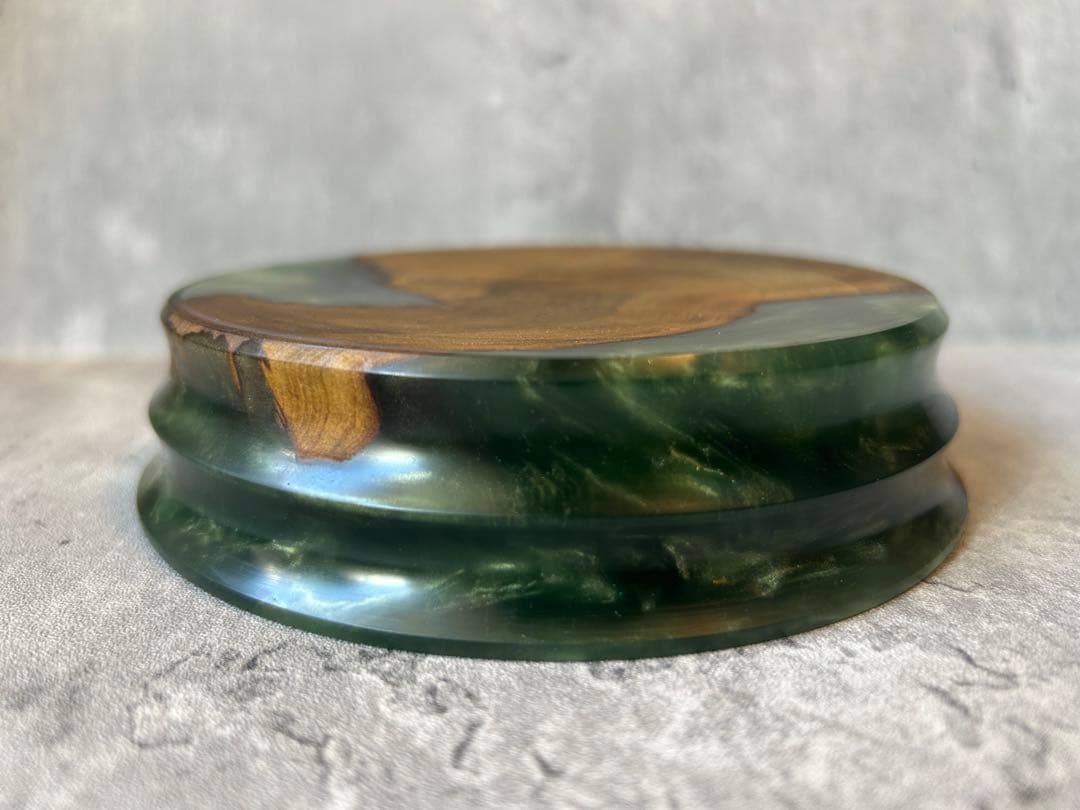 BASE WOOD DESIGN OD缶 ランタン 台座 花台 朴×レジン②