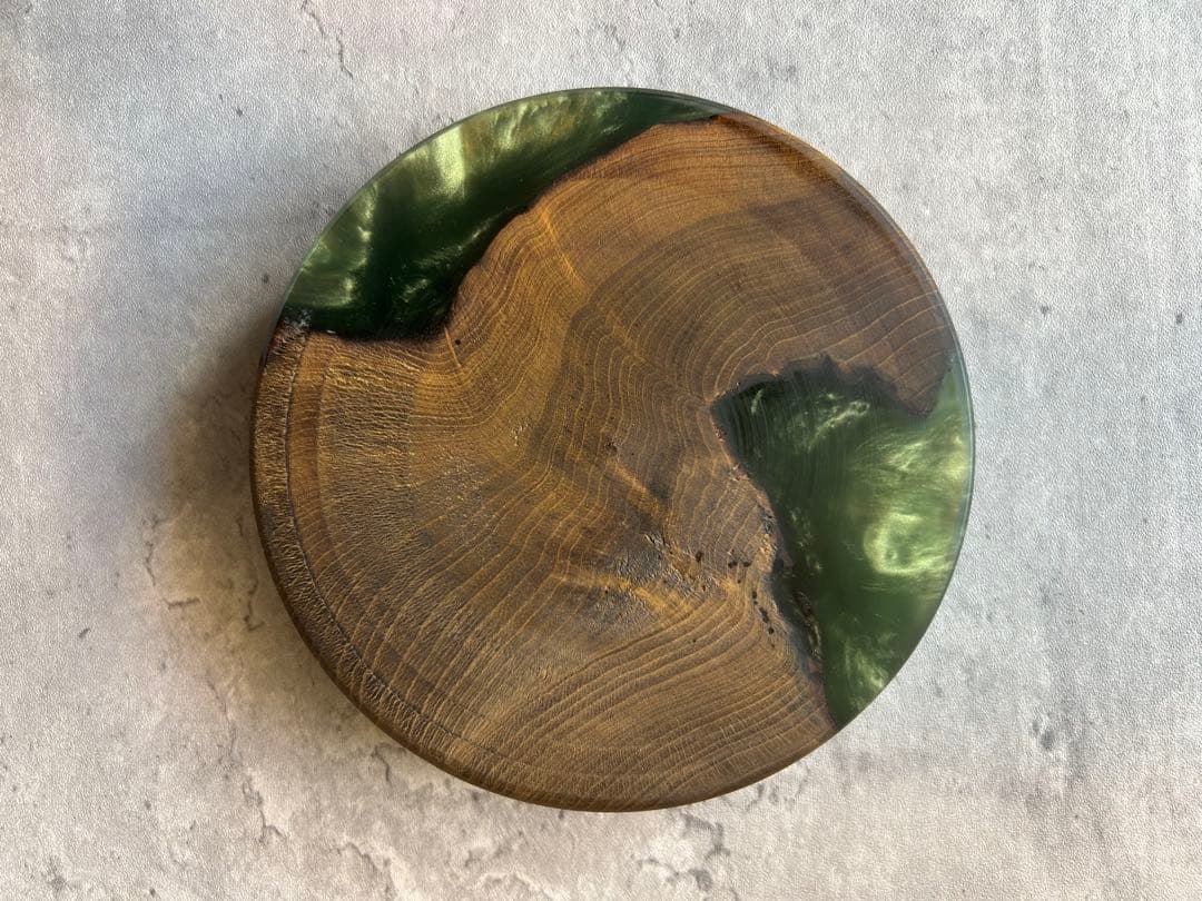 BASE WOOD DESIGN OD缶 ランタン 台座 花台 朴×レジン②