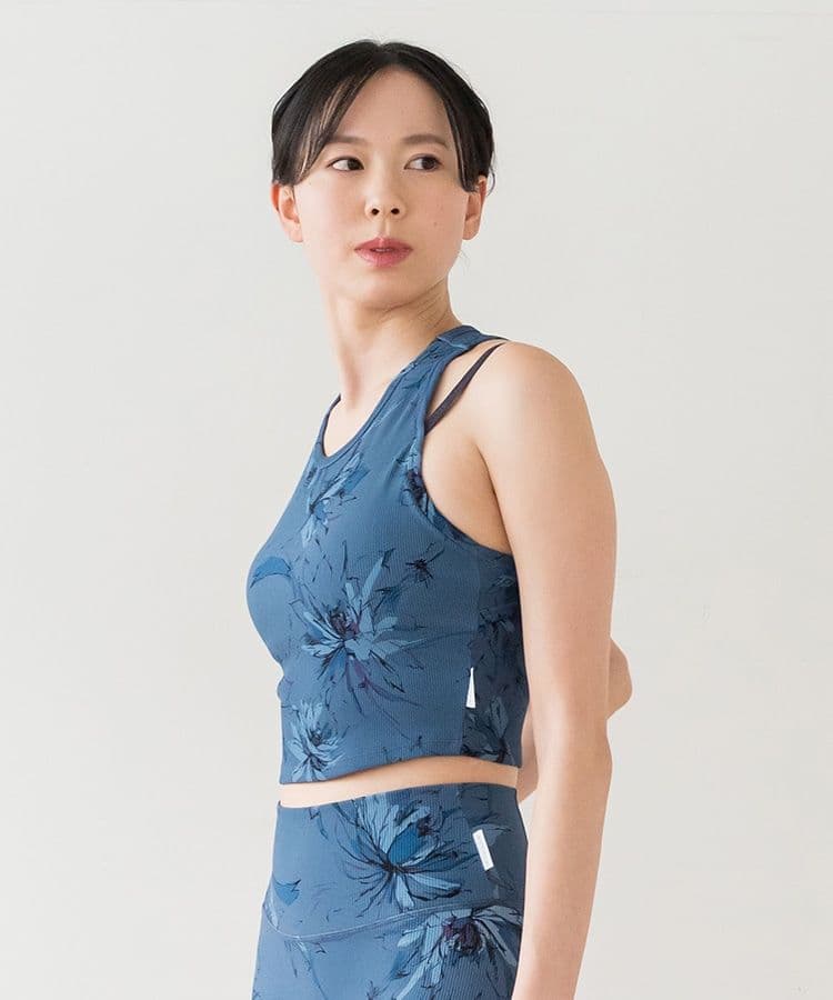 新品未使用【SUKALA】リブBigフラワープリントショートタンクトップ M