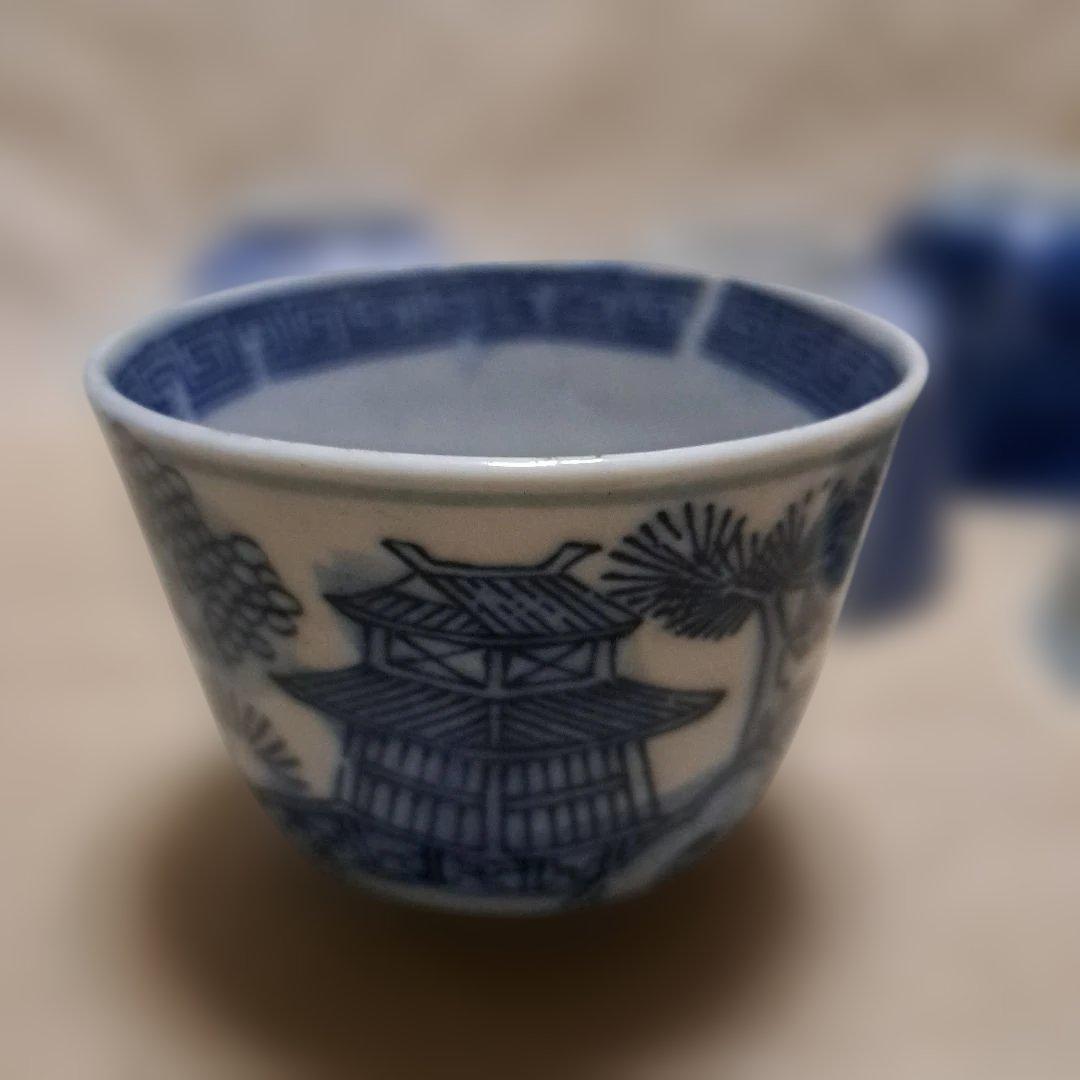 専用です　印判　染付け　蕎麦猪口　5点　絵柄違い　⑪　⑩
