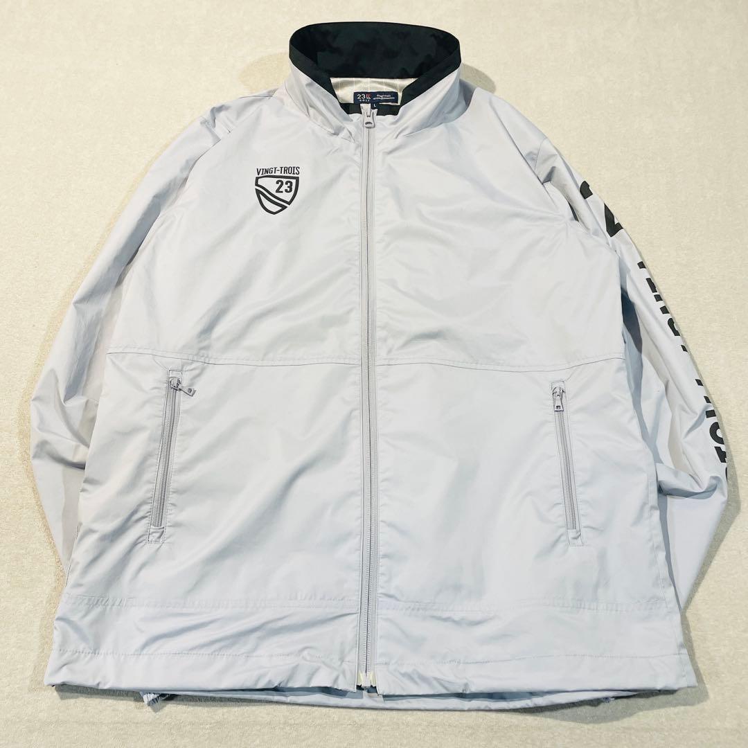 【美品!】23区GOLF テック系 フルジップ ナイロンジャケット L グレー