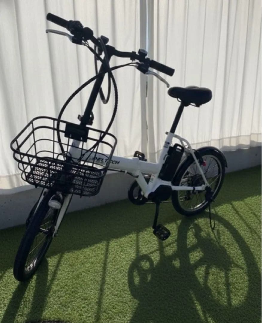 PELTECH 電動アシスト自転車 折りたたみ 前カゴ付 白
