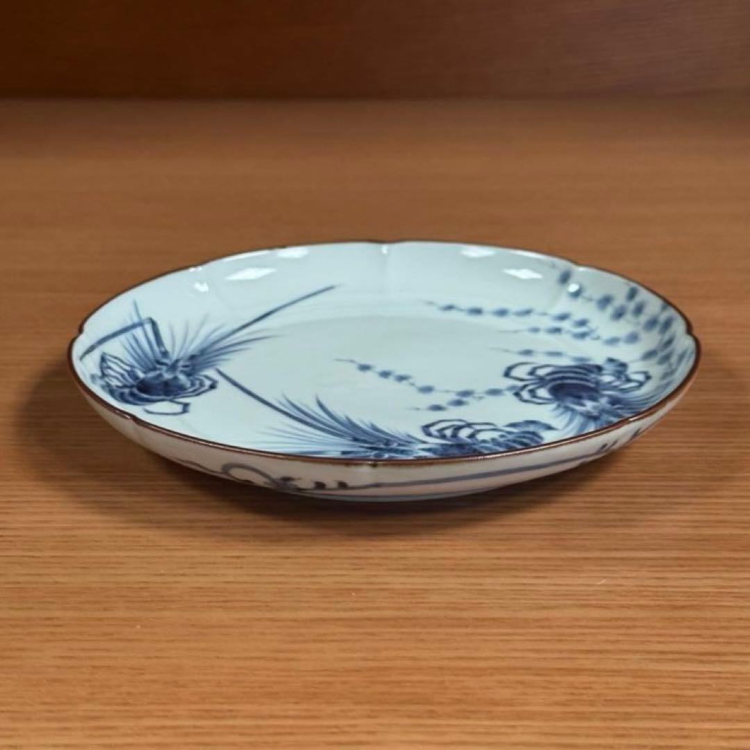有田焼 李荘窯 染付海老絵 輪花5.5寸皿☆