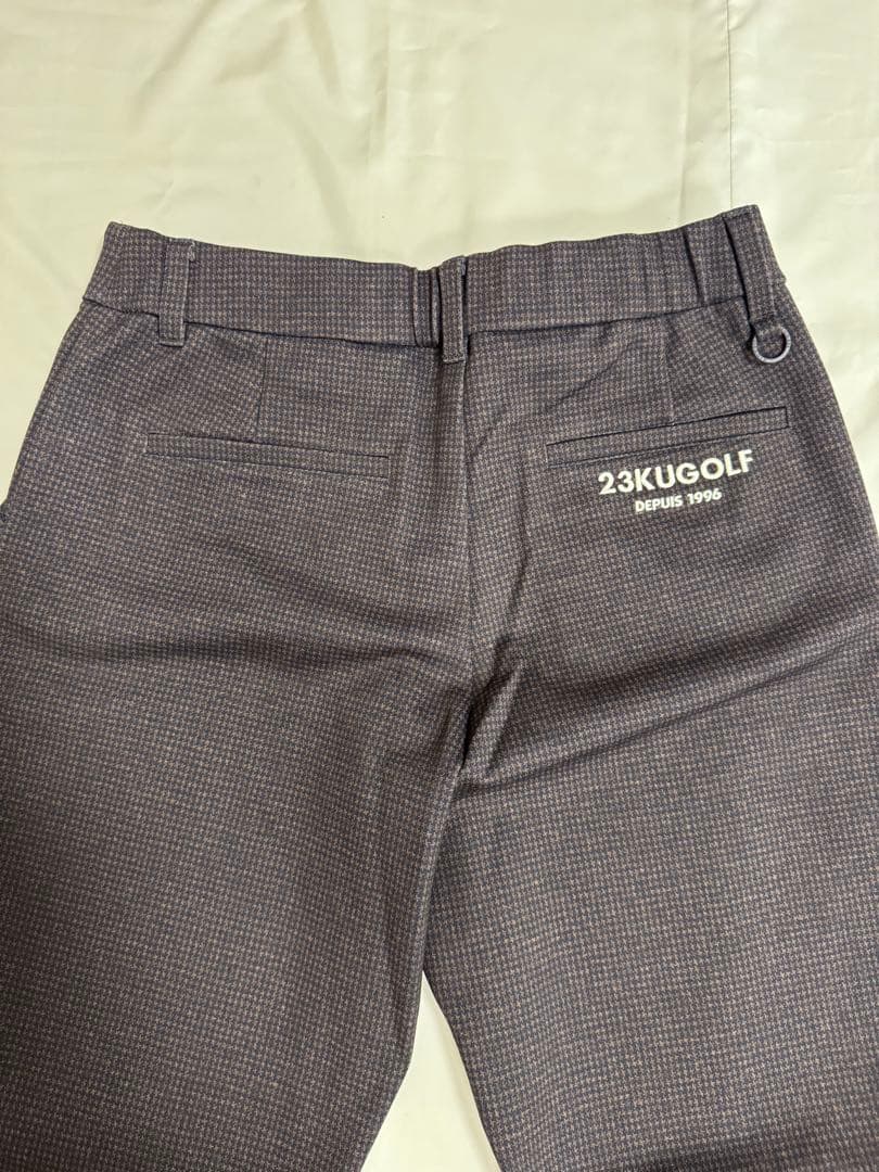 定価26950円 23区ゴルフ ブラウン 千鳥柄 ロングパンツ 春秋 Mサイズ