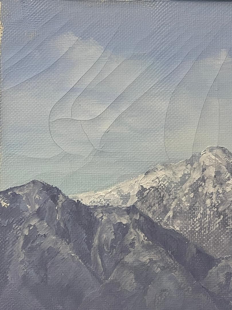 「真作」松本弘「合掌造りの里」風景画　油彩画　額装　サイン有り　F8号