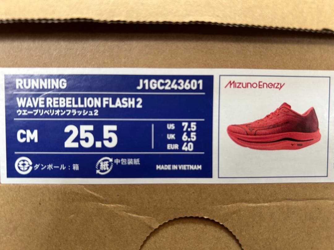 Mizuno ウェーブリベリオンフラッシュ2（25.5cm） ランニングシューズ
