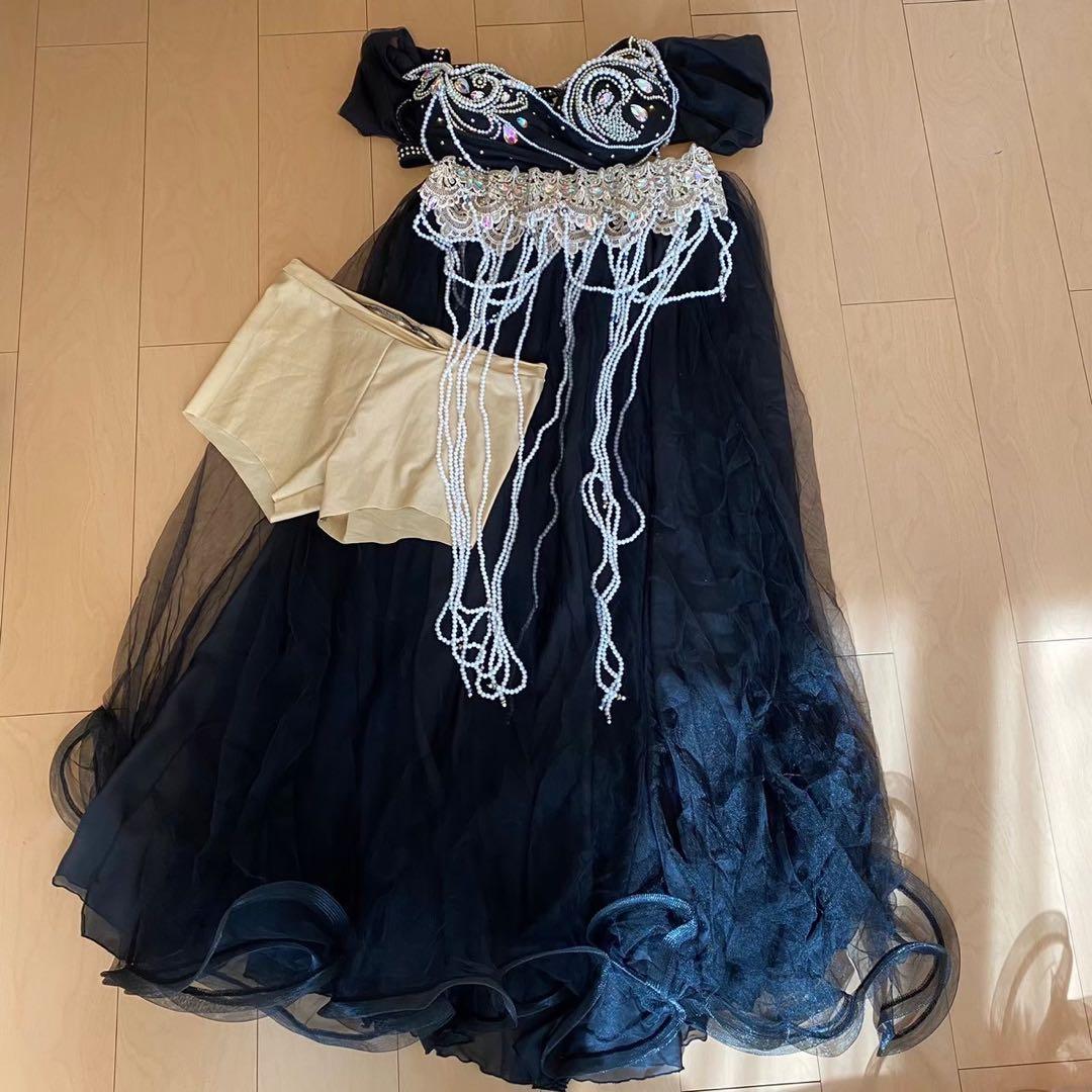 XXL ベリーダンス　衣装　黒　パール