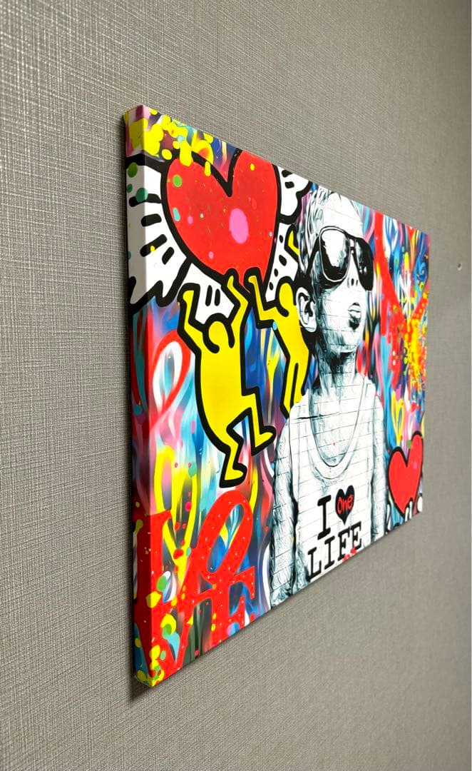 No.197木枠付きキャンバスアート　バスキア　BANKSY アートポスター