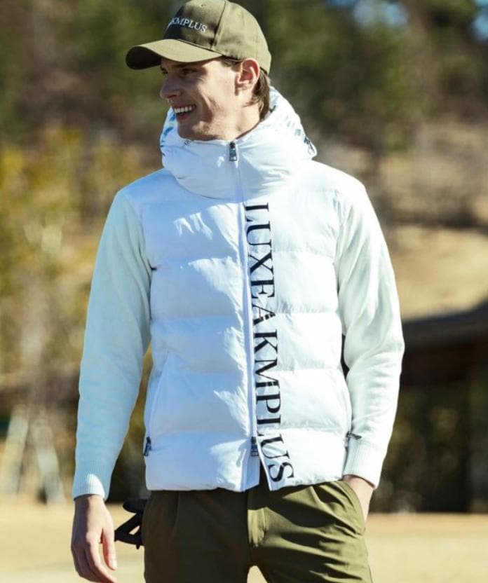 【新品】LUXEAKMPLUS 中綿袖ニットジャケット　白　M