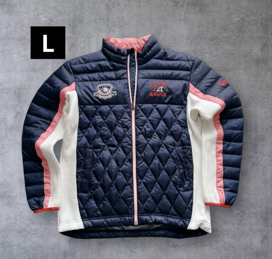 美品 CUTTER&BUCK ダウンジャケット メンズ Lゴルフウェア ネイビー