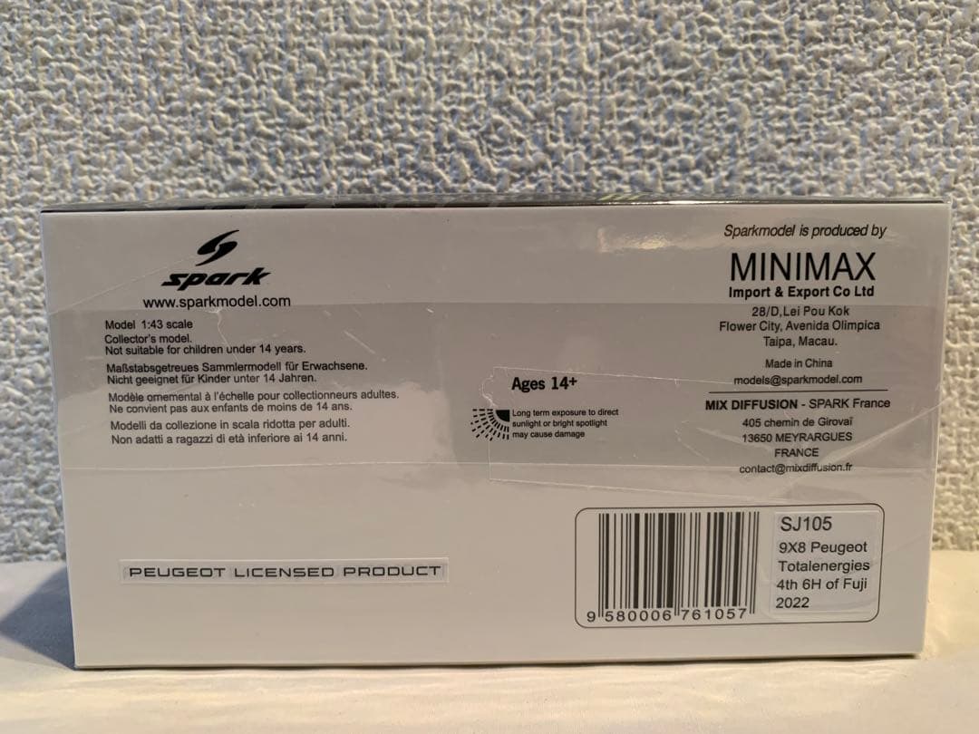 リアウィングレス！1/43 プジョー 9X8 WEC IN JAPAN 2022