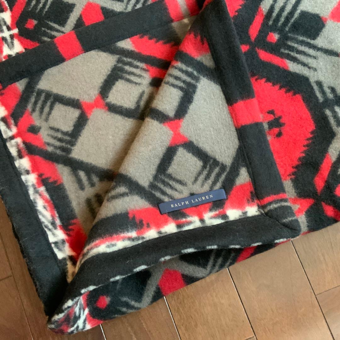 Ralph Lauren 幾何学模様ウールハーフブランケット