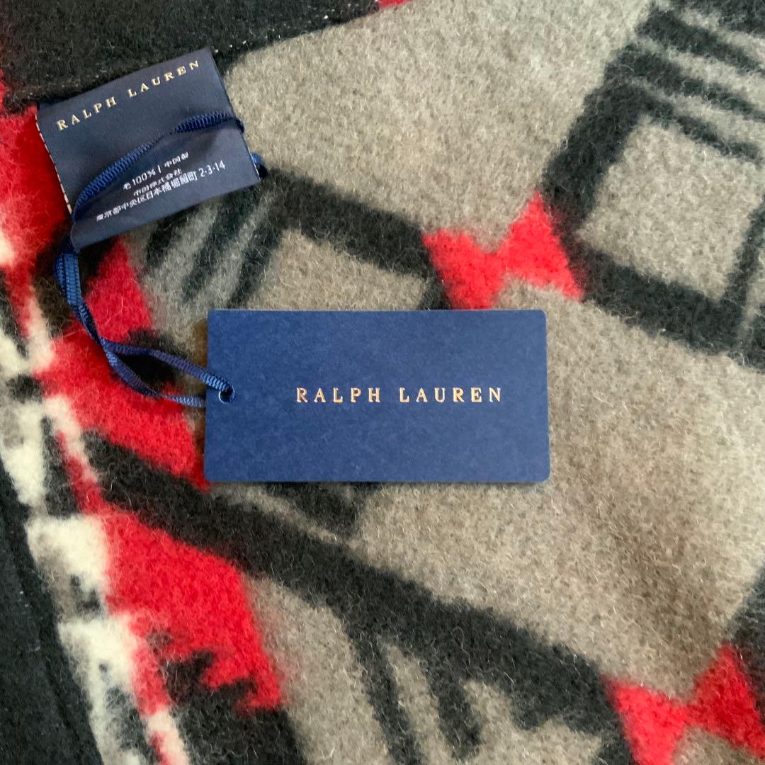 Ralph Lauren 幾何学模様ウールハーフブランケット