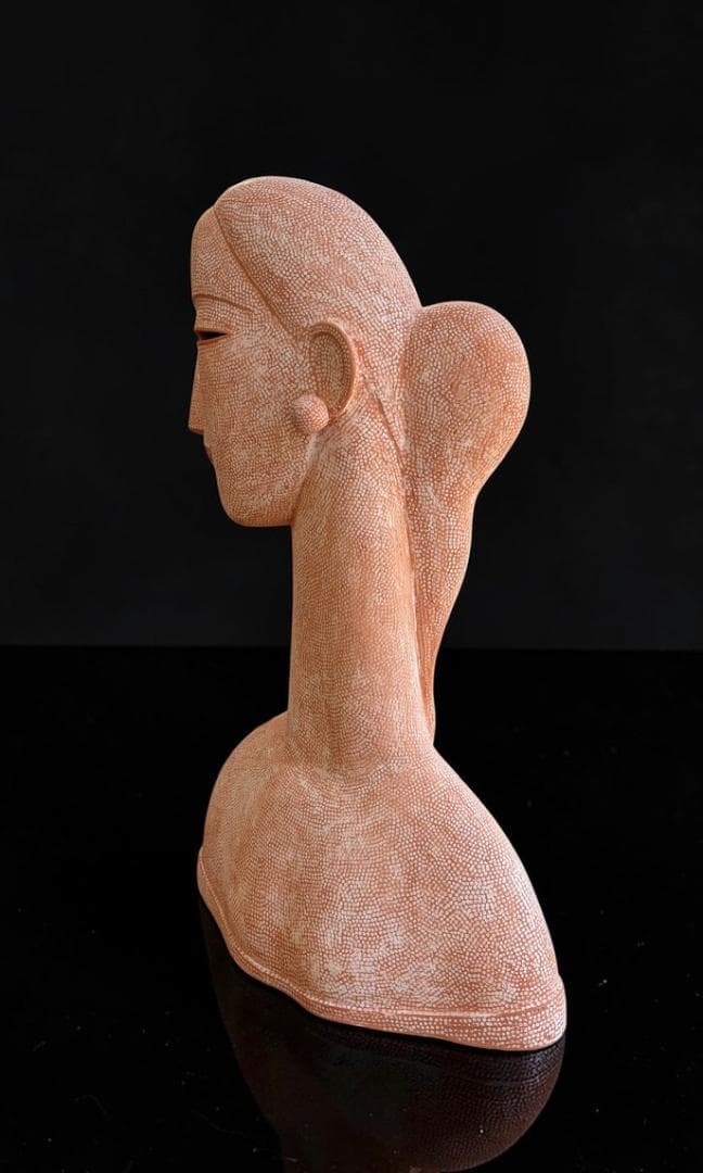 大塚茂吉 テラコッタ彫刻「キュクラデス」2005年 55 cm 共箱付 女性胸像