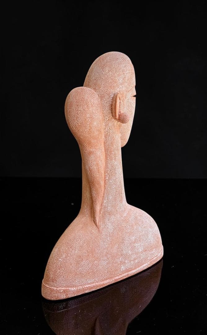 大塚茂吉 テラコッタ彫刻「キュクラデス」2005年 55 cm 共箱付 女性胸像
