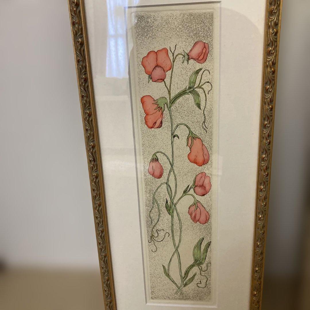 花の絵画3点セット　英国ビクトリア王朝時代の復刻版画