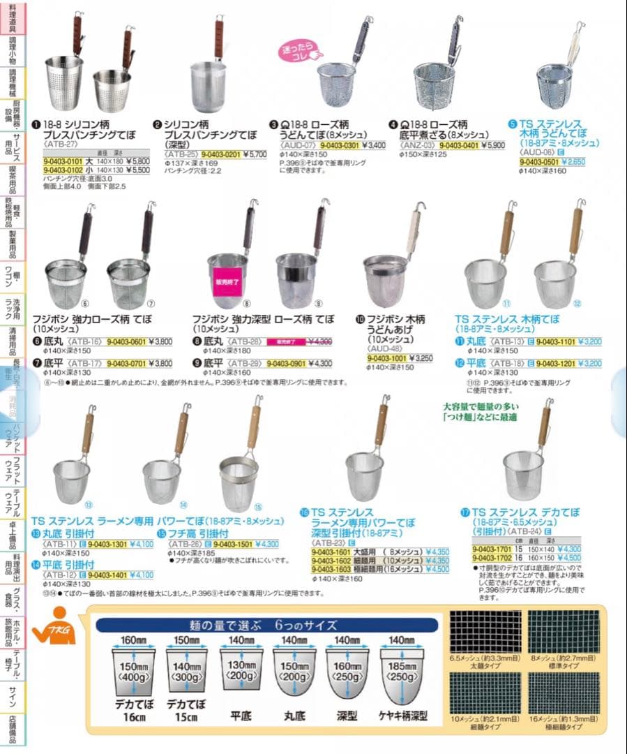 てぼ(うどんラーメン)4個セット18-8 ローズ柄　TKG業務用総合カタログ商品